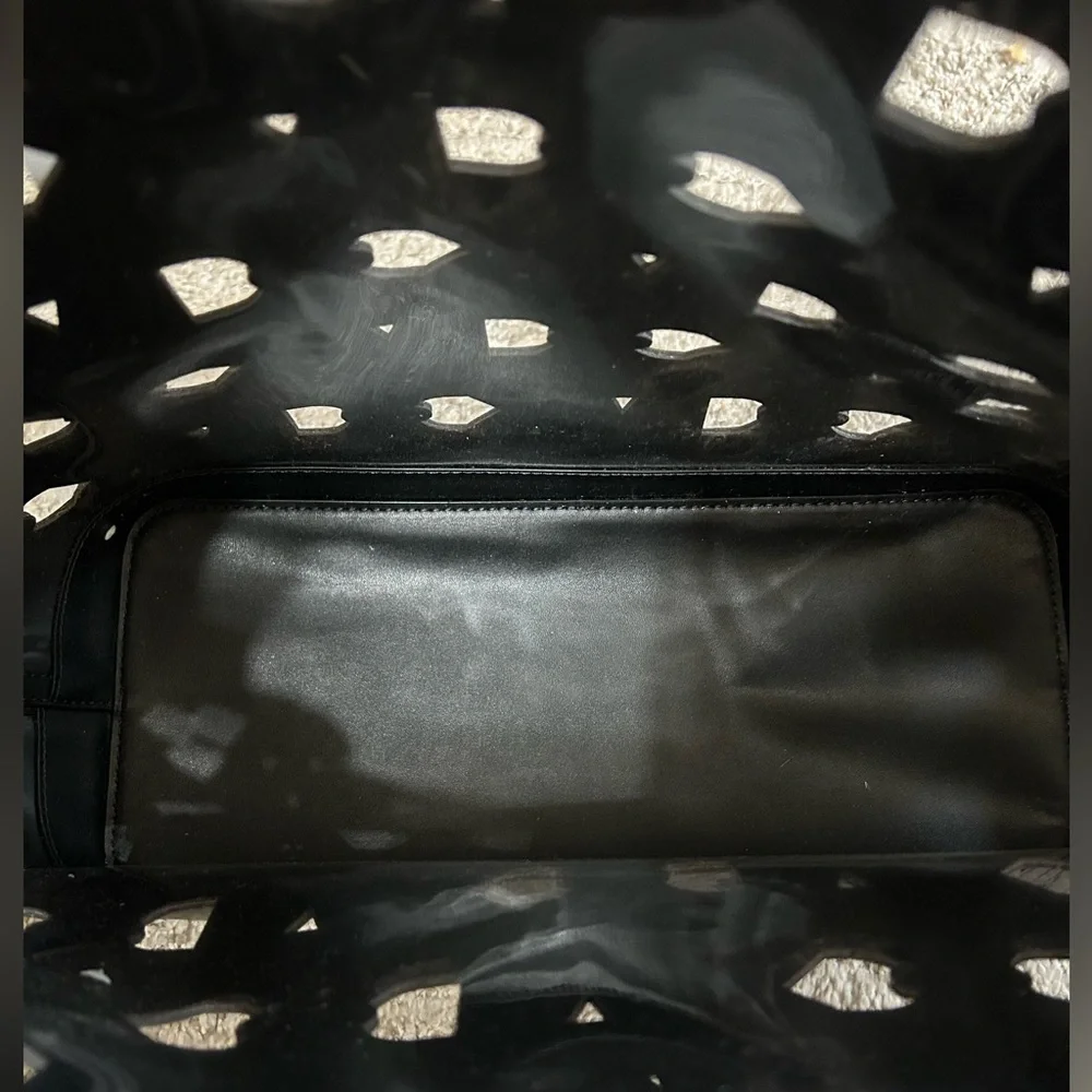 NWT Michael Kors Eliza Open Tote Bag Transparencies Color Black Large Travel